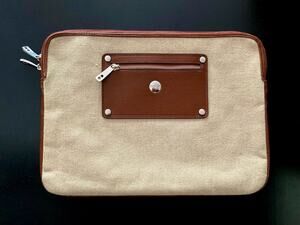 KNOMO Cream Canvas w/Leather Trim Padded Laptop Sleeve